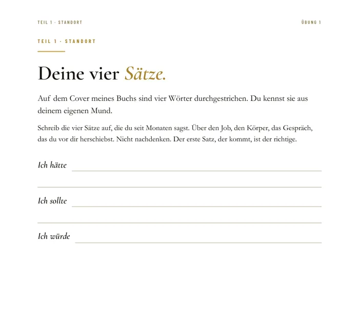 Ausschnitt aus dem Workbook: Übung: Deine vier Sätze
