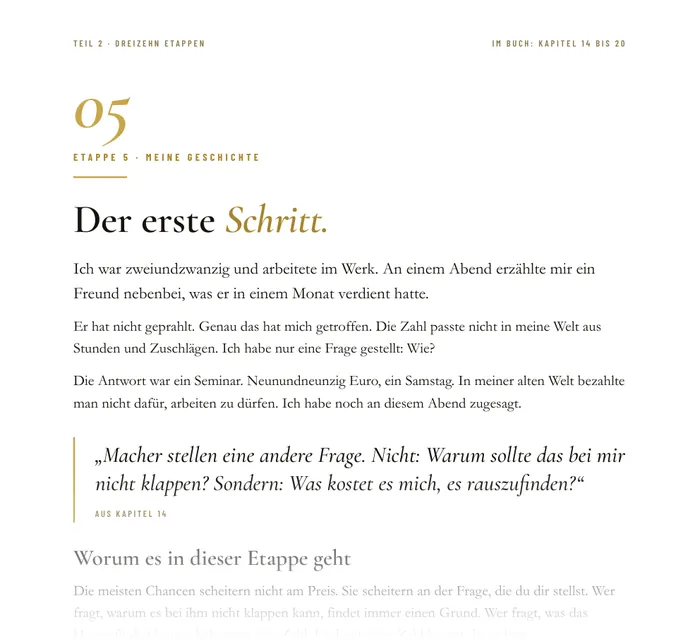 Ausschnitt aus dem Workbook: Etappe 5: Meine Geschichte